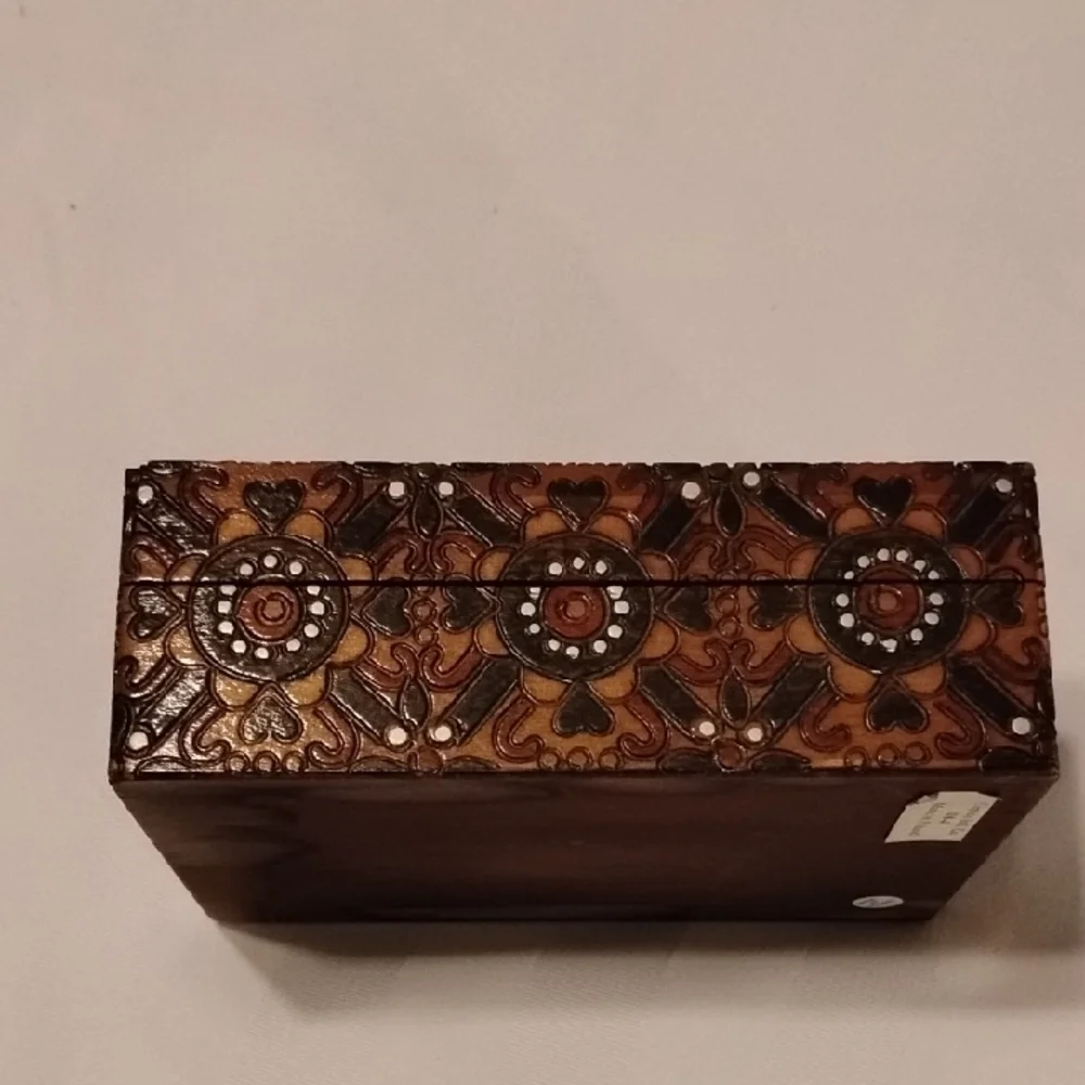Hand Carved & Painted Wood Box, Made In Poland